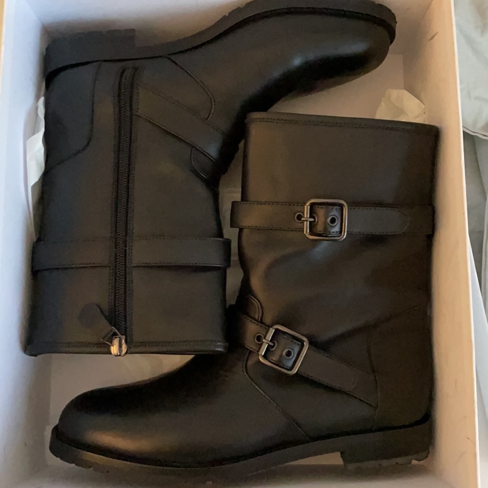 Manolo Blahnik motorcycle fur leather boots  8